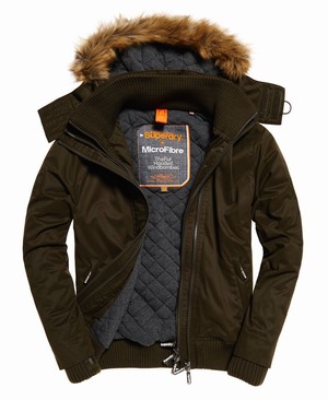 Superdry Microfibre Faux Fur Hooded SD-Windbomber Férfi Kabát Sötét Khaki | VHNCY2861